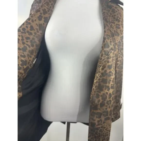 Cachè Leopard Animal Print Trench Coat Large Belted Lined Old Money Y2k Style - Picture 8 of 16